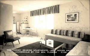 Lauderdale-By-The-Sea Florida FL Varney Apts Interior Real Photo Postcard