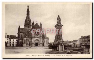 Old Postcard Sainte Anne d & # 39Auray Fountain and the Basilica