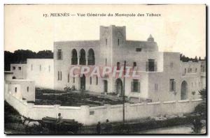 Morocco Meknes Old Postcard General view of the tobacco monopoly