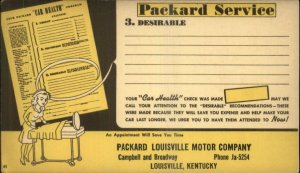 Louisville KY Packard Auto Car Service Reminder Postal Card Postcard