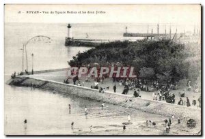 Old Postcard View of Royan Square Botton and two piers