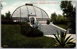 Vtg Chicago Illinois IL Conservatory Washington Park 1910 View Postcard