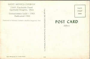 Vtg 1960s Saint Monica Church Garfield Heights Ohio OH Unused Postcard