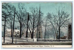 c1910 First Presbyterian Church and Manse Charlotte NC Posted Postcard