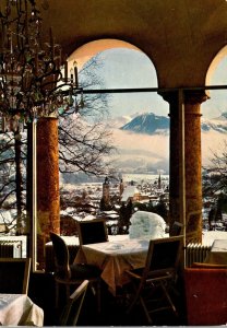 Austria Kitzbuehl Hotel Schloss Lebenberg Dining Room View 1981