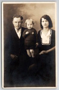 RPPC Lovely Young Family Pretty Mother Darling Child Handsome Dad Postcard I24