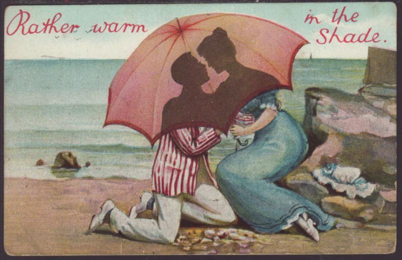 Rather Warm in the Shade,Couple Under Umbrella Postcard