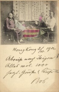 china, HONG KONG, Smoking Opium Smokers (1902) Postcard