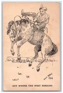 Earle Parker Postcard Horse Cowboy Out Where The West Remains Cody Wyoming WY