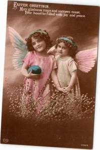 Easter Greetings - children with wings holding hands - EAS