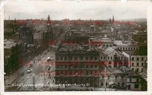 Australia, Melbourne, RPPC, Bird's Eye View Looking Down Bourke Street