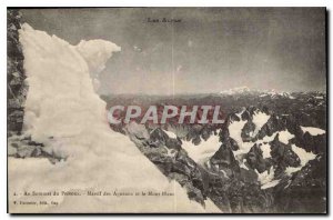Old Postcard At the Summit of the Lambs Pelvoux Massif and Mont Blanc