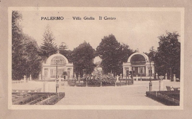 Palermo Villa Guilia Italian Antique Post WW1 1919 Postcard