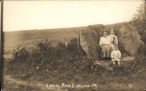 East Wilton Maine ME Lovers Rock Sisters Little Boy Real Photo Vintage Postcard