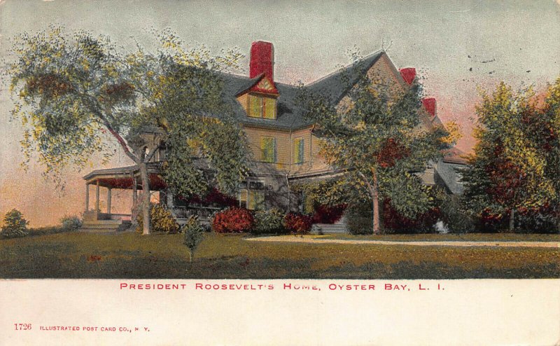 President Roosevelt's Home, Oyster Bay, N.Y., Early Postcard, Used in 1907 