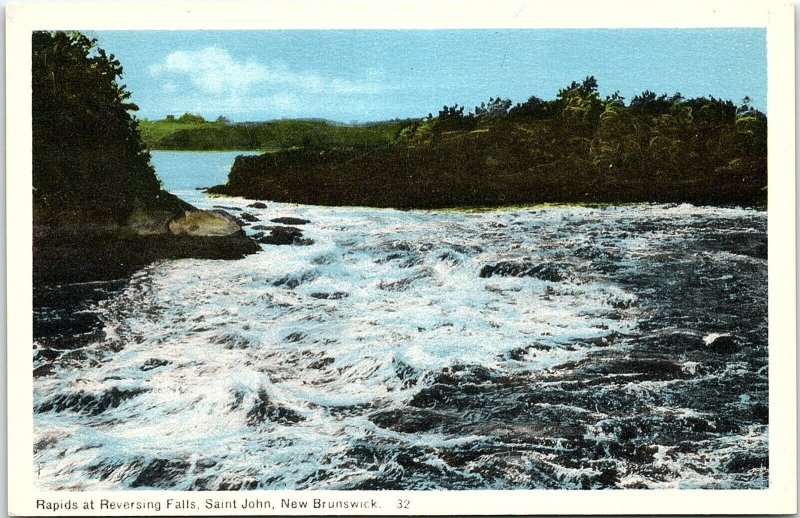 c1930 SAINT JOHN NEW BRUNSWICK CANADA REVERSING FALLS RAPIDS POSTCARD 43-72