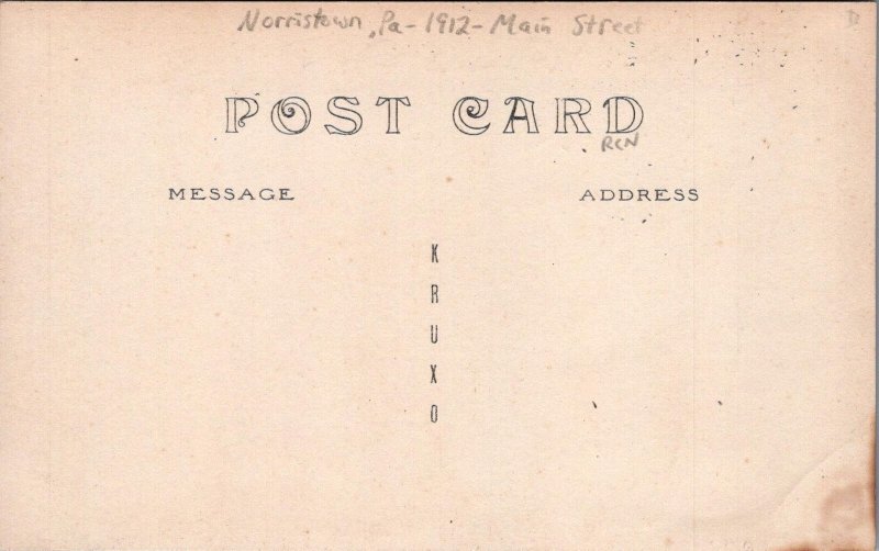 RPPC Postcard Norristown PA Historic Day 1912 Scotch Irish Settlers Main Street