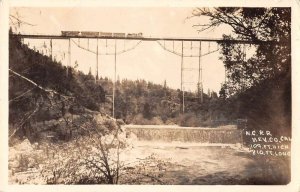 California NC RR Train Bridge Grass Valley Real Photo Vintage Postcard AA29556