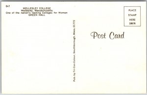 Wellesley College Massachusetts Leading Colleges For Women Green Hall Postcard
