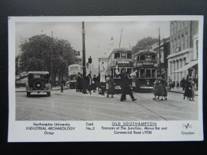 SOUTHAMPTON Tramcars above Bar & Commercial Rd c1938 RP Postcard by Pamlin Repro