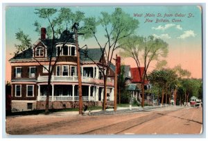 New Britain Connecticut CT Postcard West Main Street Cedar Street c1910 Unposted