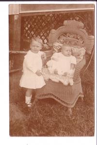 Real Photo, Little Girl, Baby, Wicker Chair Outside, Weston Chamberlain, Francis