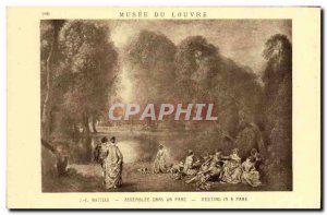 Old Postcard Louvre Museum J A Watteau Assembly In A Park