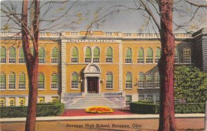 Ravenna Ohio 1940s Postcard Ravenna High School