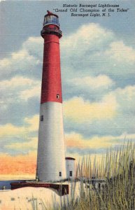 Barnegat Light New Jersey Lighthouse Linen Vintage Postcard AA36161