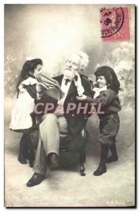 Postcard Old Children Not finished yet this ugly newspaper