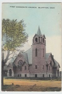 1933 BLUFFTON Ohio Postcard FIRST MENNONITE CHURCH Allen County Lima