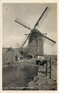 Netherlands Den Haag Molen Schenkkade Windmill The Hague Vintage RPPC 08.38