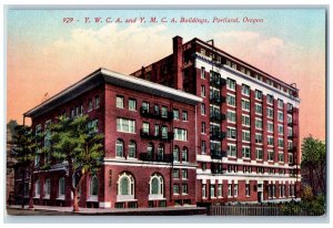 Portland Oregon OR Postcard Y W C A And Y M C A Buildings Street View c1910's