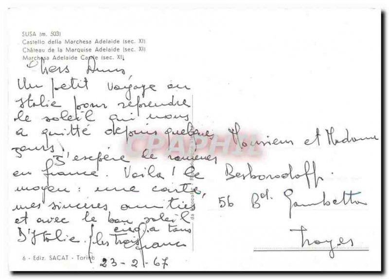 Postcard Modern Susa (503 m) Castle of Marquise Adelaide (Sec XI)