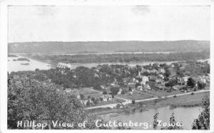 Guttenberg Iowa~Hilltop View Overlooking Town & River~Dam~Church in Center~1920s