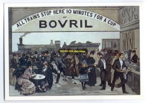 ad1574 - Bovril , GNR station - modern advert postcard