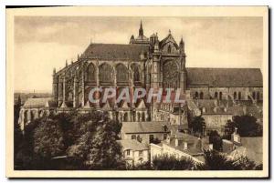 Old Postcard Le Mans Cathedral Saint Julien Rosacea (fifteenth century)