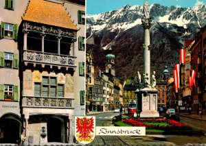 Austria Tirol Innsbruck With Goldenes Dachl and Annasaeule Gegen Die Nordkette