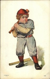 Baseball - Cute Little Boy Holding Bat J. Tully 249 c1910 Postcard 