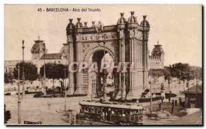 Old Postcard Barcelona Arco del Triunfo Tramway