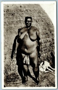 ZULU CHEIF SOUTH AFRICAN VINTAGE REAL PHOTO POSTCARD RPPC