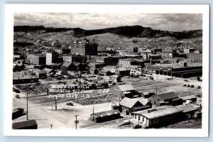 c1950's Birds Eye View Business Section Rapid City  SD RPPC Photo Postcard