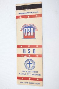 USO Kansas City Missouri 20 Front Strike Matchbook Cover