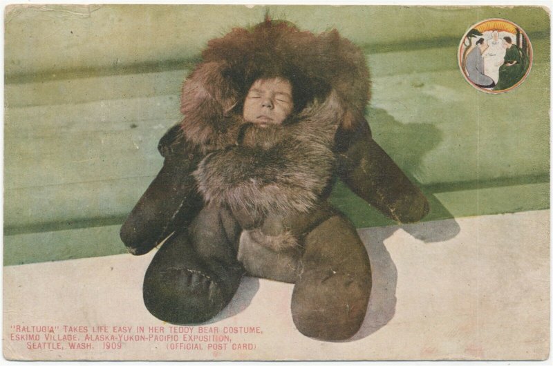 Raltugia Teddy Bear Costume Eskimo Village 1909 Alaska Yukon Pacific Exposition