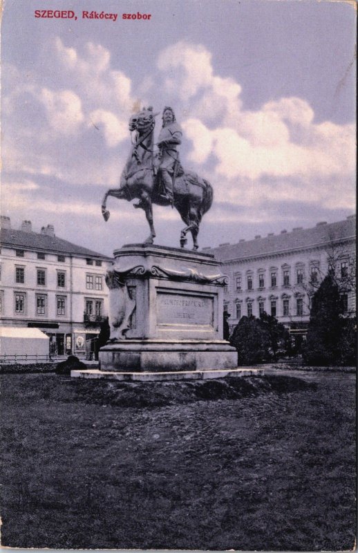 Hungary Szeged Rákóczi Szobor Vintage Postcard C169