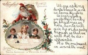 Huyler's Chocolates Ad Santa Claus Children Writing c1910 Vintage Postcard