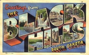 Greetings From Black Hills, South Dakoto, USA Large Letter Town Unused light ...