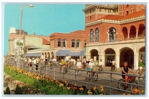 c1950's Bicycling On Famous Boardwalk Building Atlantic City New Jersey Postcard