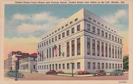 Alabama Mobile U S Court House and Custom House With Post Office At Left 1949...