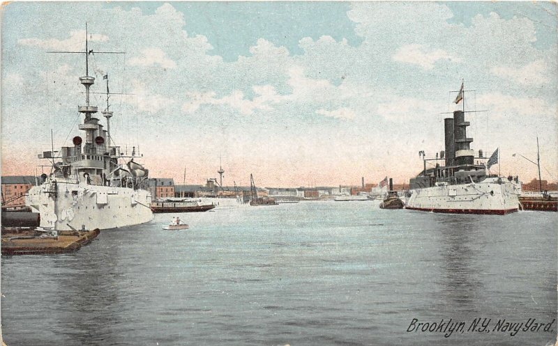 H85/ Brooklyn New York City Postcard c1910 Navy Yard Battleships 126